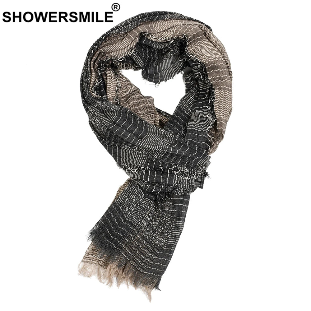 SHOWERSMILE Schal Herren Herbst Winter Britischer Stil Herrenschals Patchwork Khaki Schwarz Grau Navy Männlicher Schal 180cm * 110cm
