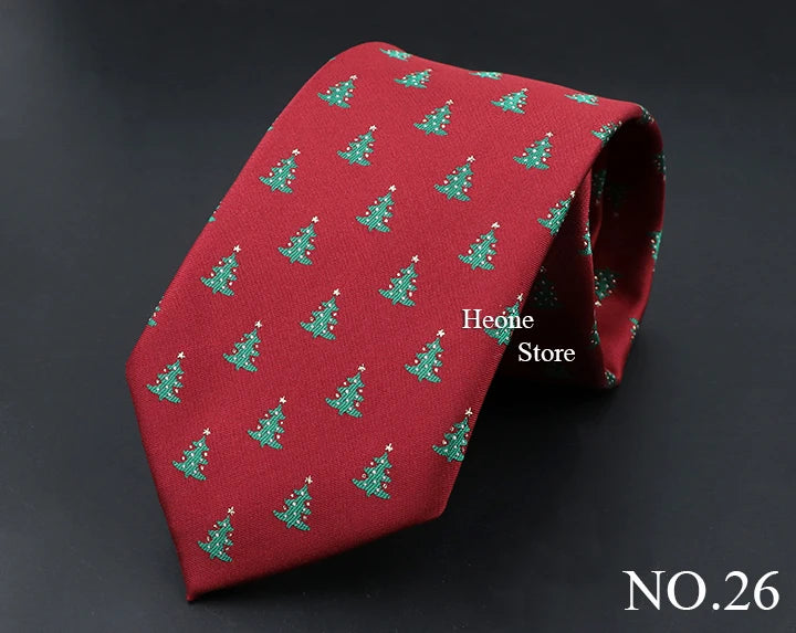 Classic Red Blue Christmas Tie For Men Father Festival Gift Santa Claus Snowman Tree Snowflake Elk Necktie Skinny 7cm Accessory