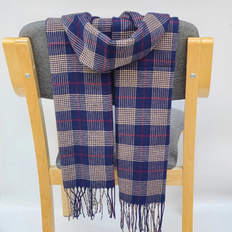 Women Winter With Tassel Color Lattice Cashmere Scarves Thinker Warm Female Shawl Hot Sale Men Autumn Long Couple 180*35cm