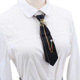 Cravate en ruban noir faite à la main, bijoux en strass cristal, chemises blanches pour hommes, étudiantes, garçons, col, cravates, uniformes, femmes