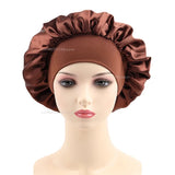 Women's Satin Solid Elastic Wide-brimmed Sleeping Hat Unisex Head Wrap Elastic Band Cap Hair Care Bonnet Night Hat bonnet