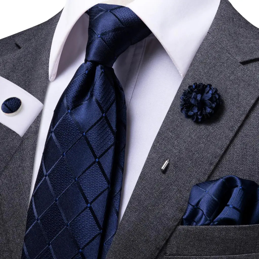 Cravate rose cachemire avec broche en soie, élégante cravate de mariage pour homme, bouton de manchette pratique, mode affaires fête, créateur de cravate haute