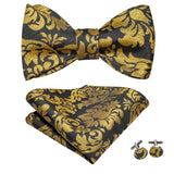 Hi-Tie Ensemble nœud papillon en soie pour homme, mouchoir et boutons de manchette, bleu, rouge, or, noir, blanc, jacquard, nœud papillon, mariage, affaires