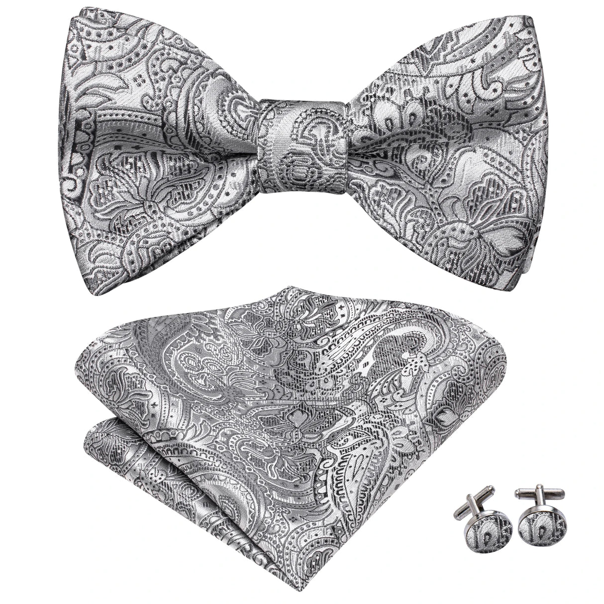 Dropshipping Jacquard Silk Mens Self Bow Tie Hanky Cufflinks Set Male Butterfly Knot Bowtie Wholesale for Male Wedding Business
