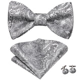 Dropshipping Jacquard Silk Mens Self Bow Tie Hanky Cufflinks Set Male Butterfly Knot Bowtie Wholesale for Male Wedding Business