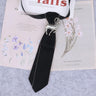 Cravate en ruban noir faite à la main, bijoux en strass cristal, chemises blanches pour hommes, étudiantes, garçons, col, cravates, uniformes, femmes