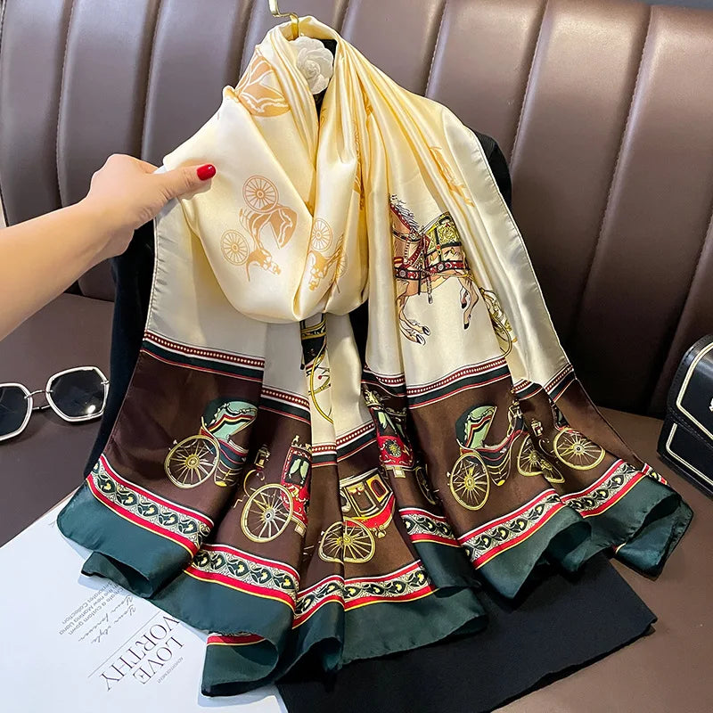 180*90cm Luxury Brand Women Summer Silk Scarves Shawl Lady Wrap Soft Female Europe Designer Beach Bandanna foulard muffler pareo