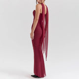 Suninheart Elegant 2 Pieces Dress Set with Scarf Women Fashion Matching Sets Sexy Cropped Top and Long Dress Set Casual Dress