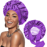 Bonnet de nuit en satin double épaisseur pour femme, bonnet de nuit rond, couvre-chef réversible