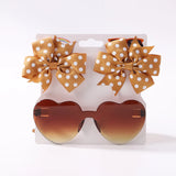 3Pcs/set Cute Solid Kids Dot Hairpin Colorful Heart Sun Glasses Set Girls Boutique Bowknot Hair Clips Children Hair Accessories