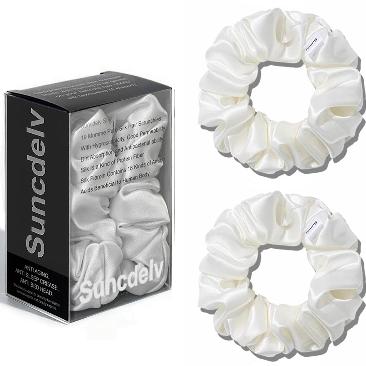 2PCS 3.5CM Mulberry Silk Scrunchies Women Grils Hair Ties for Hair Sleep No Damage Hairband Curly Hair Elastics Ponytail Holder