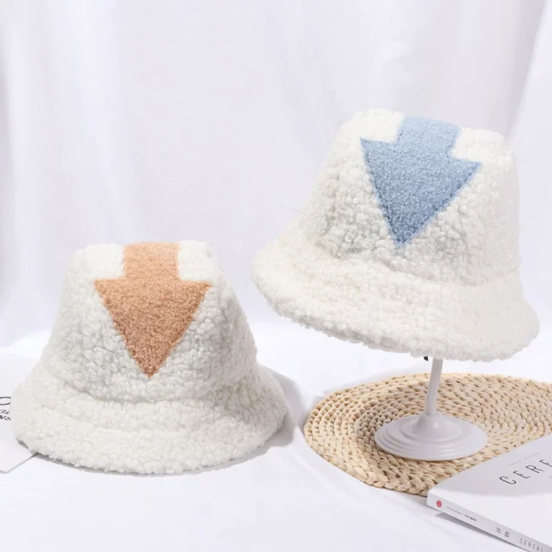 Chapeau bob Appa en laine d'agneau pour femme, casquette de pêche chaude d'hiver, en fausse fourrure, avec symbole de flèche imprimé, pour homme, chapeau plat Tide