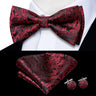 Hi-Tie Jacquard Silk Nœud papillon pour homme, ensemble de boutons de manchette et mouchoir, nœud papillon pré-noué, noir, blanc, gris, bleu, rouge, vert, rose, violet