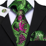 Ensemble élégant de cravates et boutons de manchette en soie à fleurs multiples pour homme, cravate jacquard à fleurs pour mariage, entreprise, fête, événement, Barry.Wang