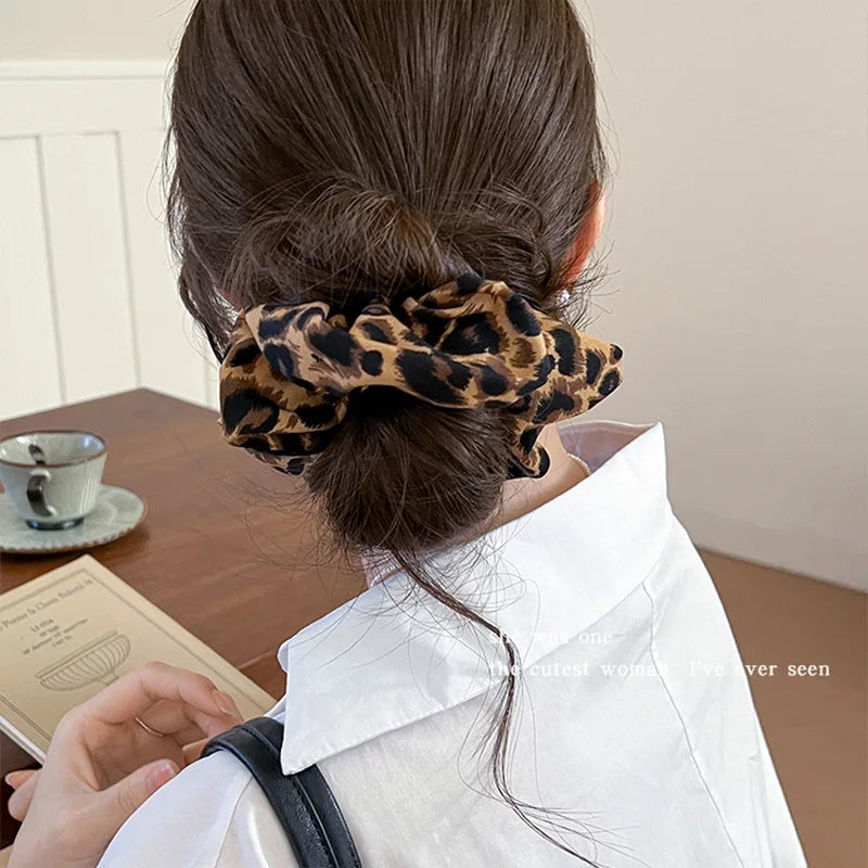 Leopard Print Scrunchies Hair Tie Hair Rope High Elasticity Elastic Hair Band Ponytail Holder Elegant Women Hair Accessories