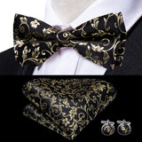 Hi-Tie Jacquard Silk Nœud papillon pour homme, ensemble de boutons de manchette et mouchoir, nœud papillon pré-noué, noir, blanc, gris, bleu, rouge, vert, rose, violet