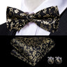 Hi-Tie Jacquard Silk Nœud papillon pour homme, ensemble de boutons de manchette et mouchoir, nœud papillon pré-noué, noir, blanc, gris, bleu, rouge, vert, rose, violet