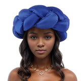 Big Size Width Braid Head Band African Raw Silk Turban Cap for Women Nigeria Wedding Party Headpiece Female Headband