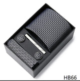 2023 New Style Wedding Gift Tie Pocket Squares Set Necktie Box Men Solid Black Suit Accessories Fit Wedding