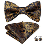 Dropshipping Jacquard Silk Mens Self Bow Tie Hanky Cufflinks Set Male Butterfly Knot Bowtie Wholesale for Male Wedding Business