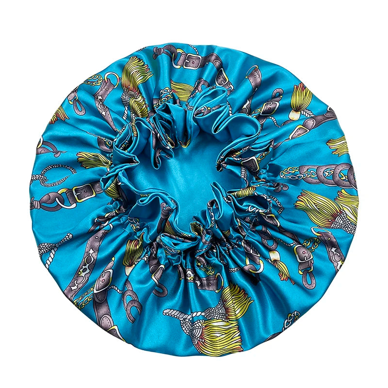 Bonnet de nuit double épaisseur en satin soyeux pour femme, grand bonnet réversible doublé de satin, couvre-chef pour la nuit, accessoires pour cheveux