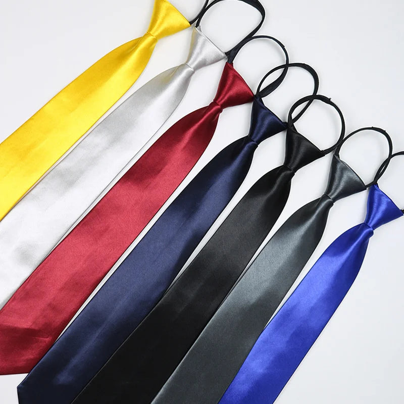 Cravate classique noire 8 cm, imitation soie, unie, pour homme, fermeture éclair, bleu et rouge, étroite, 5 cm, cadeau