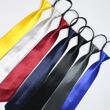 Cravate classique noire 8 cm, imitation soie, unie, pour homme, fermeture éclair, bleu et rouge, étroite, 5 cm, cadeau