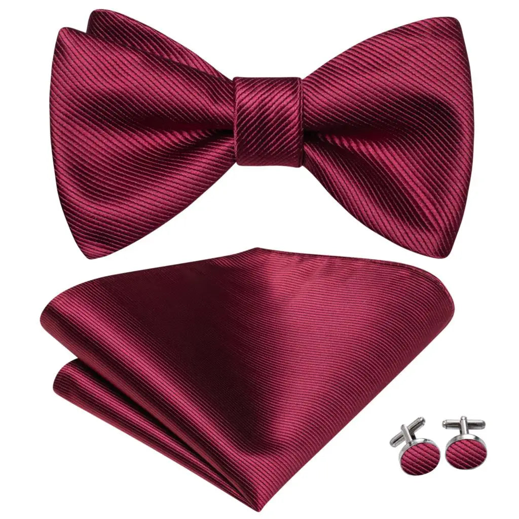 Hi-Tie Ensemble nœud papillon en soie pour homme, mouchoir et boutons de manchette, bleu, rouge, or, noir, blanc, jacquard, nœud papillon, mariage, affaires