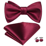 Hi-Tie Ensemble nœud papillon en soie pour homme, mouchoir et boutons de manchette, bleu, rouge, or, noir, blanc, jacquard, nœud papillon, mariage, affaires