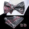 Hi-Tie Ensemble nœud papillon en soie pour homme, mouchoir et boutons de manchette, bleu, rouge, or, noir, blanc, jacquard, nœud papillon, mariage, affaires