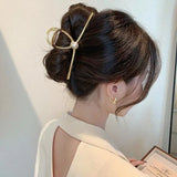 New Punk Geometric Metal Gold Silver Simple Hair Clip Claw for Women Trendy Large Crab Catches Clamp Korea Headwear Accessories