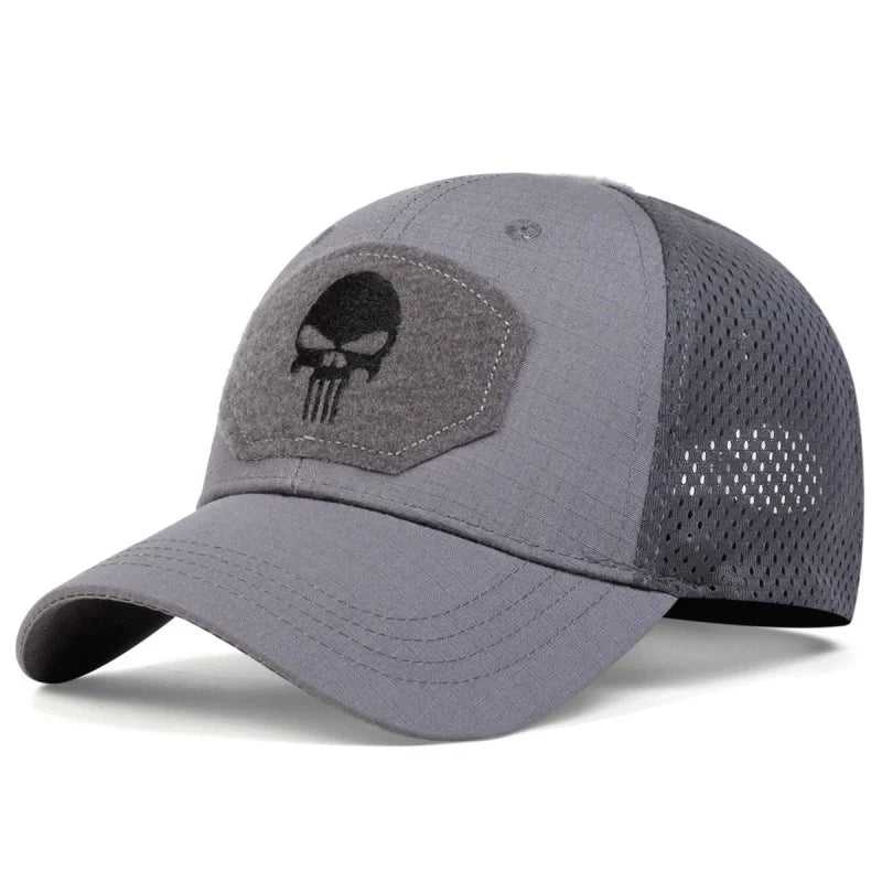 Fashion Unisex Skull Embroidered Top with Patch Breathable BaseballCap Military fans outdoor camouflage Adjustable Casual SunHat