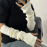 Y2K Fingerlose Fäustlinge Damen Gestrickte Handschuhe Cosplay Anime Handschuhe Winter Armstulpen Punk Gothic Harajuku Strick Fäustlinge Armstulpen