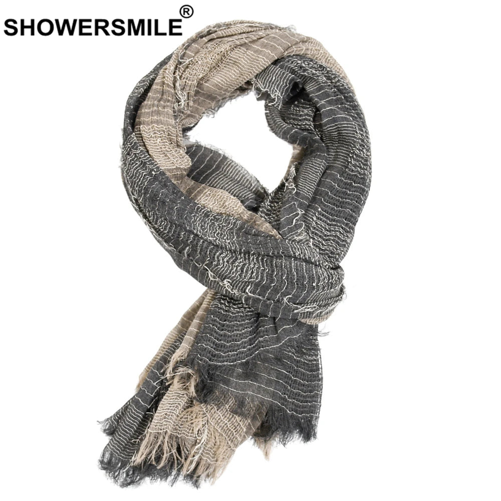 SHOWERSMILE Schal Herren Herbst Winter Britischer Stil Herrenschals Patchwork Khaki Schwarz Grau Navy Männlicher Schal 180cm * 110cm