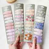 Lot de 10 barrettes à cheveux en forme de goutte d'eau, 5,6 cm, avec broderie imprimée, pour filles mignonnes, épingles à cheveux, couvre-chefs, accessoires pour cheveux pour enfants