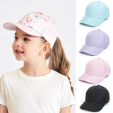 Casquette de baseball tendance couleur bonbon pour enfants, protection solaire, chapeau pour garçons et filles, casquette de voyage réglable à visière, chapeau à queue de cheval haute pour enfants