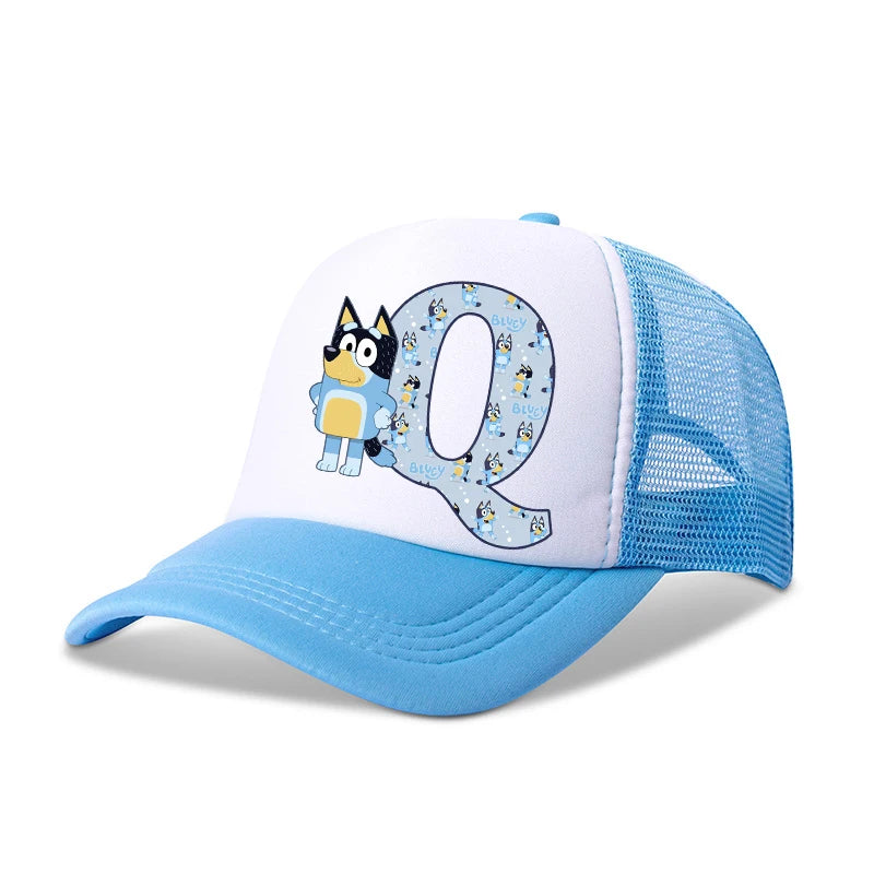 Casquette de baseball Blueyi Bingo pour enfants, motif dessin animé AZ, imprimé lettres, chapeau de soleil, casquettes d'été décontractées, casquettes Kawaii à visière réglable, cadeau pour enfants