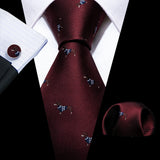 Ensemble de cravates pour homme, motif dinosaure, bleu marine et doré, 8,5 cm, en soie, idéal pour un mariage, FA-5191