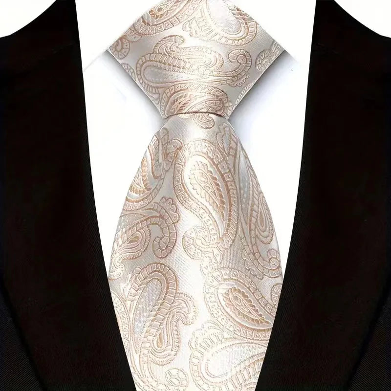 Cravate classique en cachemire pour homme, motif floral de luxe, motif à pois, 8 cm, jacquard, pour homme, pour affaires, mariage, fête, accessoire de tous les jours