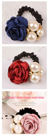 Élastiques à cheveux en forme de fleur de rose perlée, élastiques à cheveux, bandeaux en caoutchouc extensibles, bandeaux floraux, chouchous, porte-queue de cheval