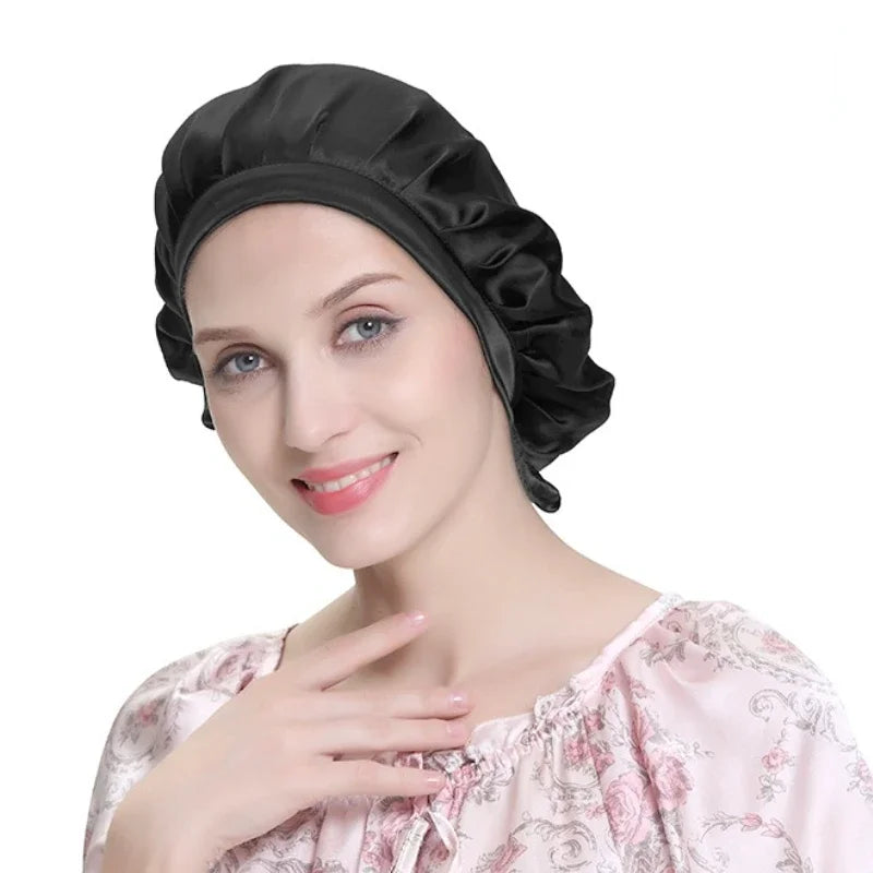 Pure Silk Hair Bonnets For Women Sleeping Cap Luxury Natual Silk Sleep Cap Night Bonnet Caps Hair Protection Turban Head Wraps