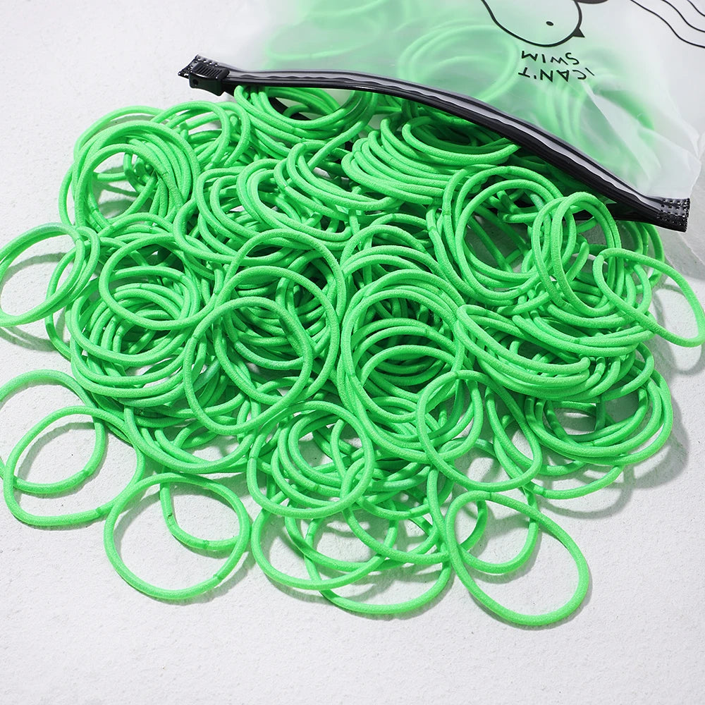 Lot de 50 bandeaux élastiques en caoutchouc pour cheveux, style macaron, très élastiques, durables, pour queue de cheval haute, pour femmes et enfants