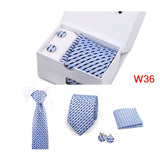 Mens Tie Set In A Box Paisley Ties For Men Gifts Luxury Necktie Pocket Square Cufflinks Wedding Business Formal Suit Tie