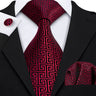 Barry.Wang Ensemble cravate et boutons de manchette en soie pour homme, motif jacquard, rouge, bordeaux, rose, pour mariage, affaires, fête