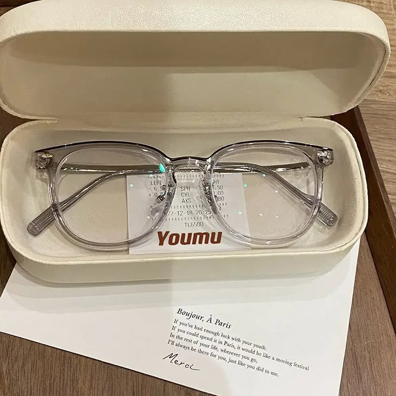 0 ~ -6.0 Myopia Glasses  Blue Light Resistant Flat Glasses Oval Resin Lenses Men Computer Optical Eyeglasses Unisex