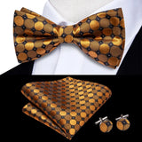 Hi-Tie Nœud papillon rayé noir et rouge pour homme, mouchoir, boutons de manchette, en soie pré-nouée, pour soirée d'affaires masculine, vente en gros
