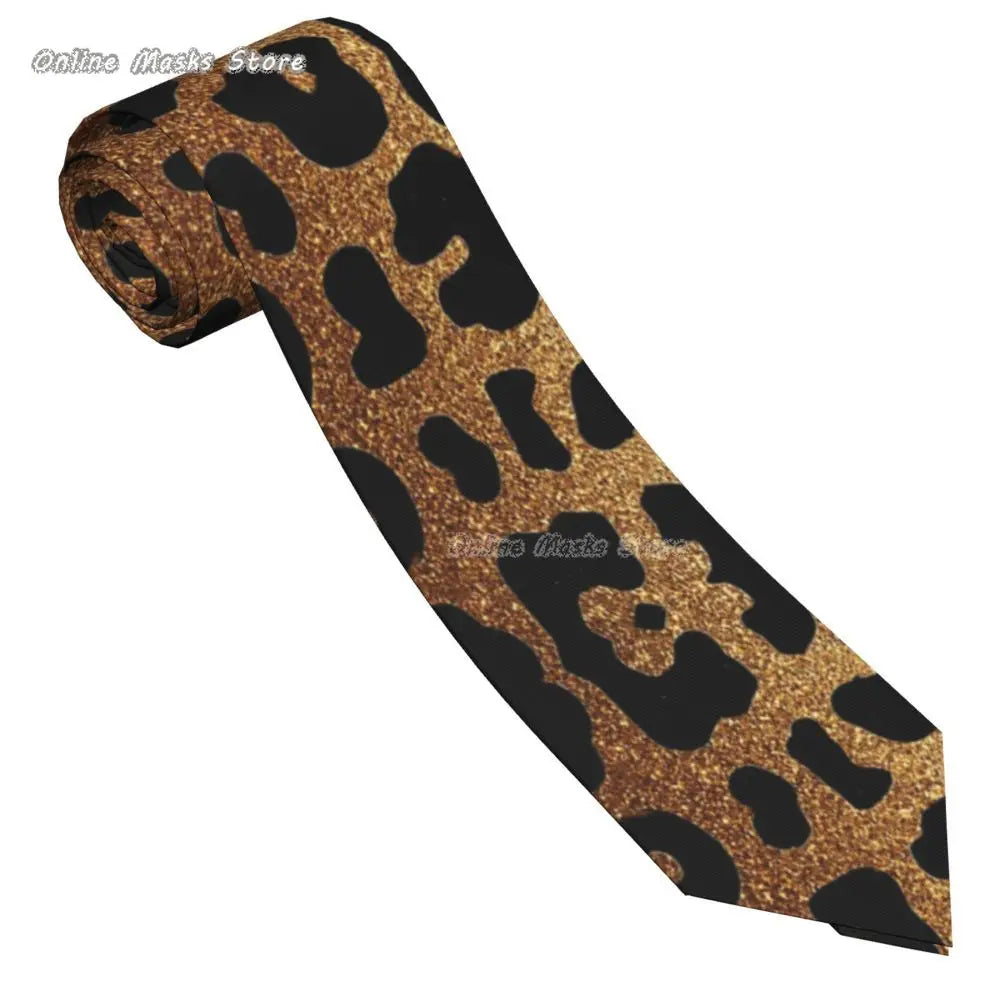 Cravates léopard pour hommes, soie et polyester, étroites, 8 cm, motif tigre, pour costumes, accessoires, fête de mariage, cosplay