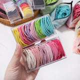 Lot de 50 bandeaux élastiques en caoutchouc pour cheveux, style macaron, très élastiques, durables, pour queue de cheval haute, pour femmes et enfants