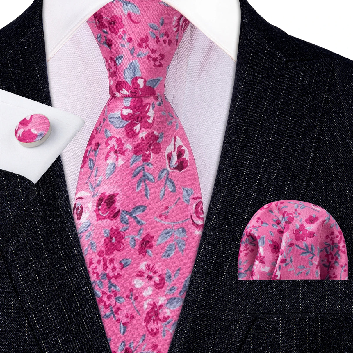Ensemble élégant de cravates et boutons de manchette en soie à fleurs multiples pour homme, cravate jacquard à fleurs pour mariage, entreprise, fête, événement, Barry.Wang