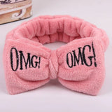 Letter OMG Headbands for Women Girls Bow Wash Face Turban Makeup Elastic Hair Bands Coral Fleece Hair Accessories